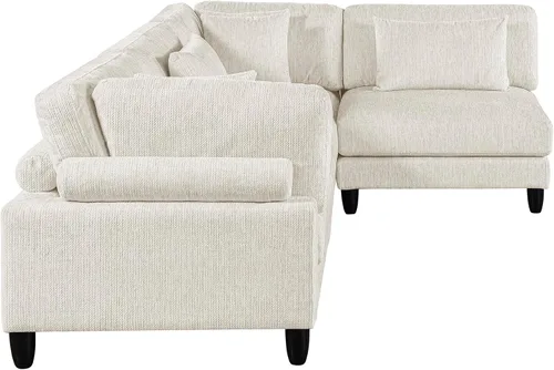 Miniatura 9 de Lexicon Sofá modular de 120 pulgadas, sofá modular de microfibra de gran tamaño de 4 plazas en forma de L, 6 almohadas decorativas y arreglo Beige