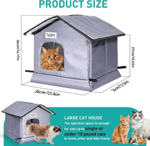 Miniatura 5 de TailTastic Casa para Gatos de Exterior Resistente a la Intemperie y Aislada - Base Sin Costuras Se Mantiene Seca, Fácil Montaje, Refugio Cálido