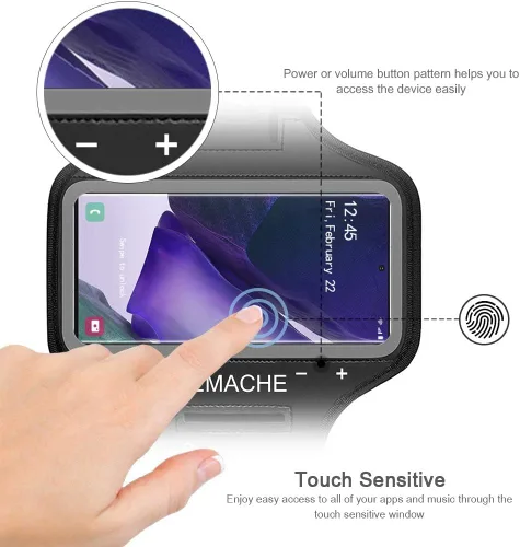 Miniatura 2 de Brazalete para Galaxy Note 20, 20 Ultra, resistente al agua, para entrenamiento de gimnasio y correr, para Samsung Galaxy Note 20/20 Ultra con Negro