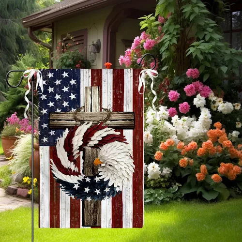 Miniatura 7 de Bandera de jardín floral de verano (bandera de jardín de águila del 4 de julio)