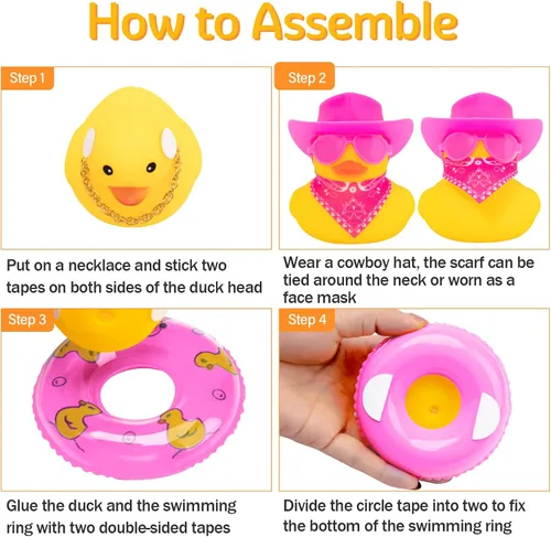 Miniatura 3 de wonuu Decoración de pato de goma para automóvil, accesorios de decoración de tablero de instrumentos de pato vaquero occidental con mini anillo