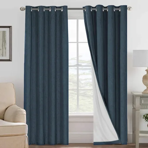 Miniatura 178 de H.VERSAILTEX Cortinas opacas de lino de 63 pulgadas de largo, 100% absolutamente opacas, con aislamiento térmico, con textura de lino, con ojales