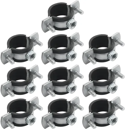 Miniatura 7 de VIKKSAER 10 abrazaderas de soporte de tubo ajustables, abrazadera de tubería colgador de anillo dividido, abrazadera de soporte de tubería