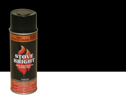 Miniatura 20 de Pintura en aerosol Stove Bright de alta temperatura, metálica, hasta 1200 grados, 12 onzas (paquete de 1), 6304 - negro liso sin brillo 6304 - Negro