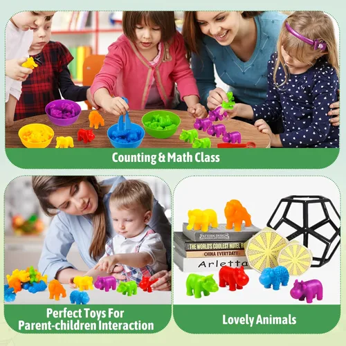 Miniatura 6 de RAEQKS Juguetes de clasificación de conteo, juguetes apilables a juego con tazones, actividades de aprendizaje preescolar, juego sensorial educativo