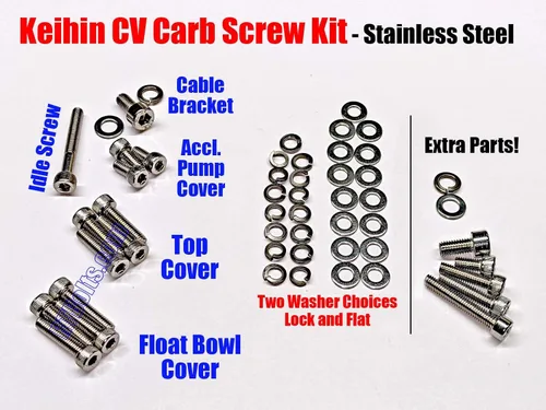Miniatura 2 de Tornillos o pernos de carbohidratos Keihin CV • Harley Softails Sportsters Dynas Glides Road Kings