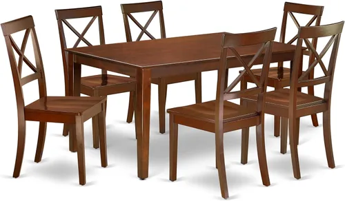 Miniatura 14 de East West Furniture CABO5-LWH-LC - Juego de mesa de comedor moderno de 5 piezas, incluye una mesa rectangular de madera y 4 sillas de comedor