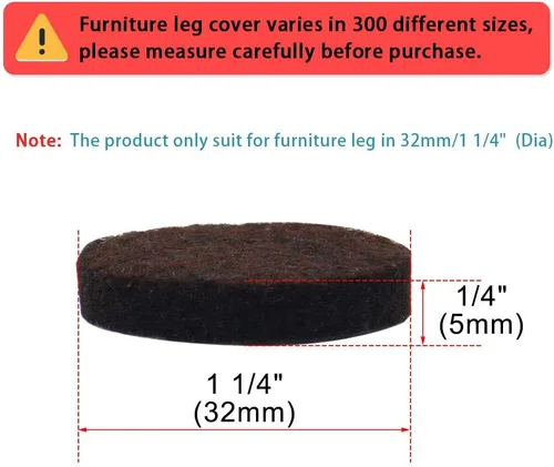 Miniatura 2 de uxcell 36 almohadillas redondas para muebles, 1 1/4 pulgadas, autoadhesivas, antideslizantes, antiarañazos, fieltro, protector de pisos, marrón