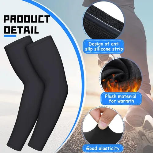 Miniatura 9 de 4 piezas de manga térmica de compresión para hombres y mujeres, actividades al aire libre de invierno, ciclismo, baloncesto, correr