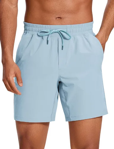 CRZ YOGA Pantalones cortos de entrenamiento sin forro para hombre, 7 pulgadas, secado rápido, para correr, deportes, gimnasio, con bolsillos