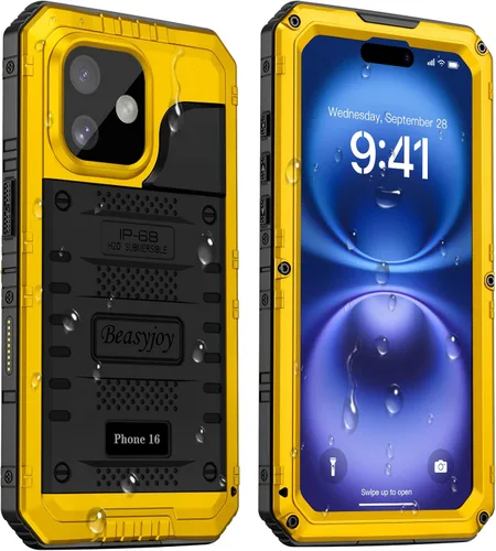 Miniatura 28 de Beasyjoy Funda impermeable para iPhone 12 Pro Max, cubierta protectora de cuerpo completo con protector de pantalla incorporado, resistente a Negro