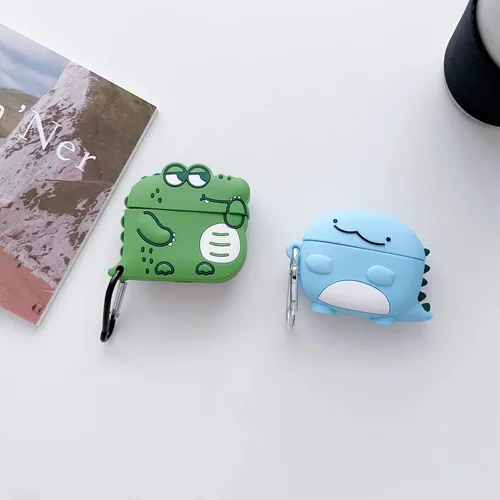 Miniatura 3 de Paquete de 2: funda Lubiogio 3D de cocodrilo + dinosaurio para Airpod Pro, diseño de animales Kawaii de dibujos animados 3D para niños