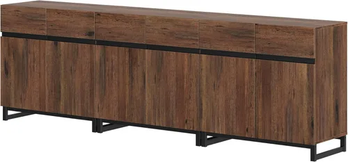 Miniatura 9 de WAMPAT Gabinetes Aparador Buffet Multifuncionales 3 en 1, Aparador Moderno con Estante Ajustable y Base de Metal, Gabinete de Barra de Café Gabinete
