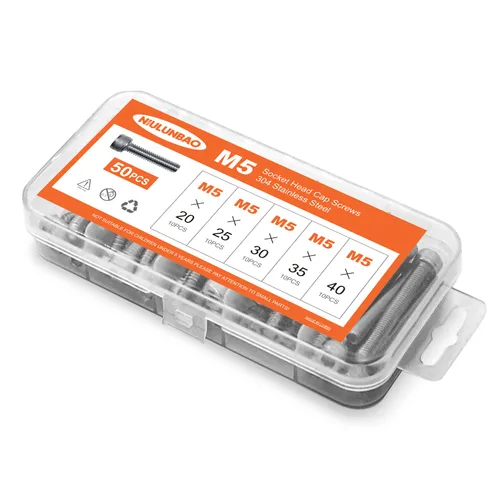 Miniatura 8 de Tornillos de cabeza hexagonal M5 x 0.787 in 0.984 in 1.181 in 1.378 in 1.575 in Tornillos de cabeza hexagonal 304 de acero inoxidable Allen máquina