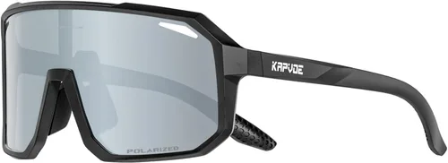 KAPVOE Gafas de sol polarizadas para ciclismo, deportes, UV400, para correr, pesca, béisbol, para hombres y mujeres, K62 Negro plateado