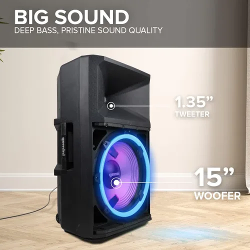 Miniatura 4 de Gemini - Altavoz PA alimentado de 15 pulgadas, altavoz PA Bluetooth de 2200 W con mezclador, entradas XLR, altavoces DJ activos para fiestas