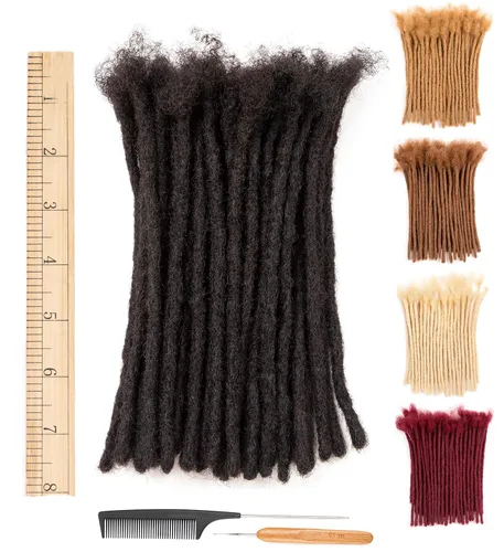 Miniatura 11 de DAIXI 0.2cm y 0.4cm y 0.6cm y 0.8cm de grosor 4-18 pulgadas 10 hebras extensiones de rastas de cabello humano 100% real para hombres/mujeres