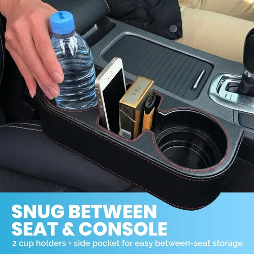 Miniatura 7 de Portavasos de automóvil, portavasos para asiento delantero automático, cubierta de piel sintética, soporte para bebidas, organizador de relleno