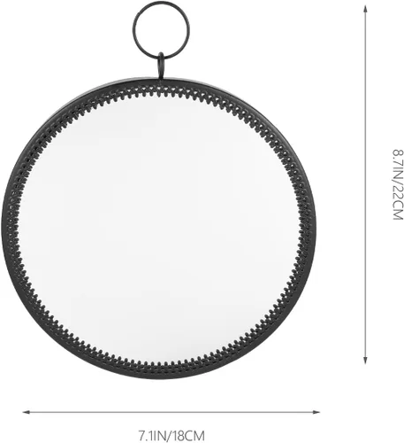 Miniatura 3 de BESPORTBLE Espejo colgante de hierro forjado, espejo colgante redondo macramé negro macramé para colgar en la pared de baño pared geométrica