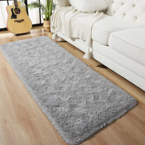 Miniatura 5 de Foxmas Alfombra Alargada Suave para Dormitorio y Sala de Estar, 2x6 Pies Alfombras de Área Esponjosas Shag Alfombra de Cabecera para Cuarto de Niños