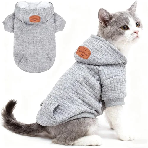 Miniatura 47 de BEAUTYZOO Sudadera con capucha para perro pequeño con bolsillos, ropa para perros pequeños y medianos, niño y niña, abrigos de algodón laminado tipo