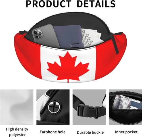 Miniatura 7 de Riñonera cruzada con la bandera de Estados Unidos, para hombres y mujeres, para viajes, caminar, correr, senderismo, pesca., Canada flag