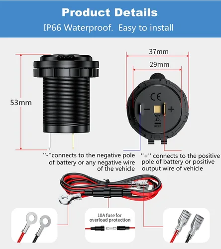 Miniatura 4 de KEWIG Enchufe de encendedor de cigarrillos de 12 V, enchufe impermeable para automóvil ATV RV de alimentación Oulet de 12 voltios, enchufe