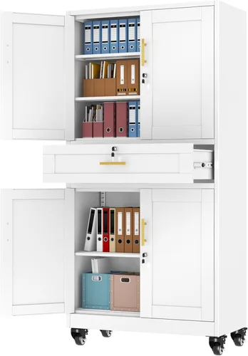 Miniatura 27 de Gabinete de Almacenamiento de Metal Negro, Gabinete de Almacenamiento Alto de 36" con Cerradura y 2 Estantes Ajustables, Organizador de Casillero