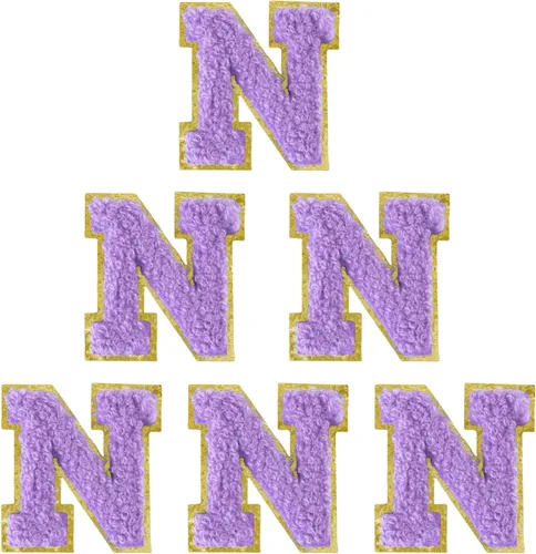 Miniatura 96 de 6 piezas de parches de letras de chenilla autoadhesivas, parches de letras preppy de 2 pulgadas para bolsos, ropa y sombreros, grandes pegatinas