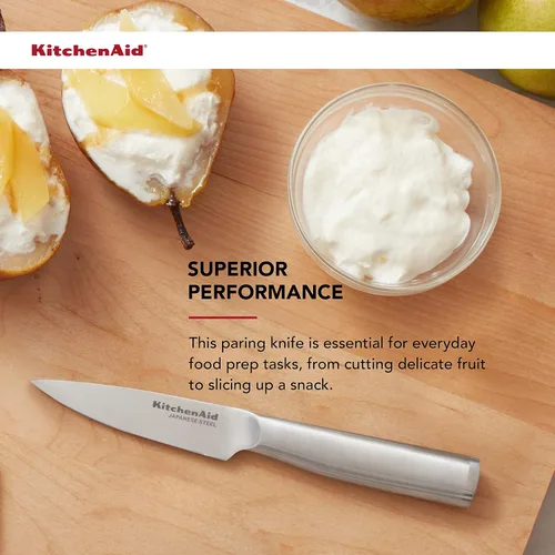 Miniatura 3 de KitchenAid Cuchillo de pelar de acero inoxidable forjado gourmet con cubierta de hoja de ajuste personalizado, cuchillo de cocina afilado, hoja