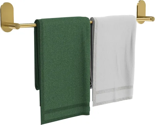 Toallero autoadhesivo para baño, acero inoxidable de 24 pulgadas y aleación de zinc, sin taladro, toallero resistente para colgar en la toalla de