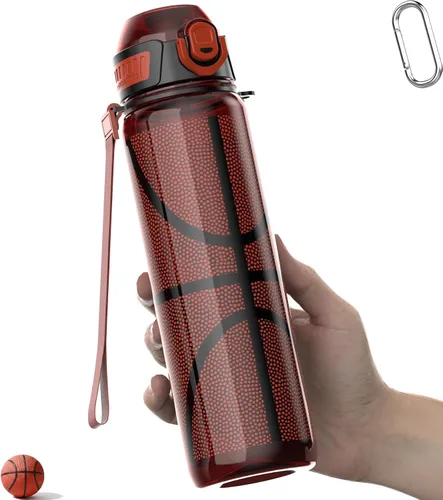 Miniatura 10 de MYFOREST Botella de agua deportiva de 32 onzas (1 litro) con tapa con pico de apertura rápida, popote 2 en 1, a prueba de fugas, apta