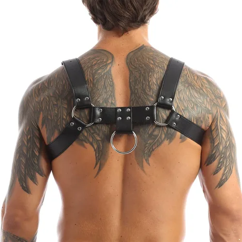 Miniatura 5 de YiZYiF Arnés de cuero ajustable para hombre con hebillas elegantes