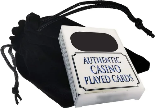 Miniatura 2 de Cyber-Deals Amplia selección de mazos de cartas auténticos de Las Vegas Strip Casino con bolsa de tela de terciopelo negro (Bally's (Red))
