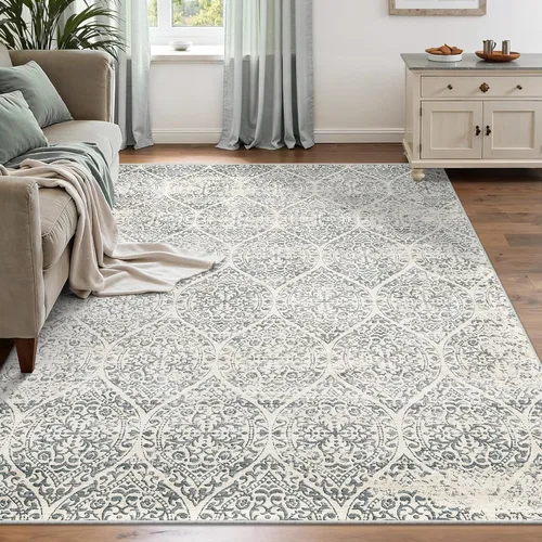 Miniatura 51 de Soalmost Alfombras de área de 5 x 7 pies para sala de estar, alfombras lavables florales beige para comedor, dormitorio, oficina en casa, alfombra
