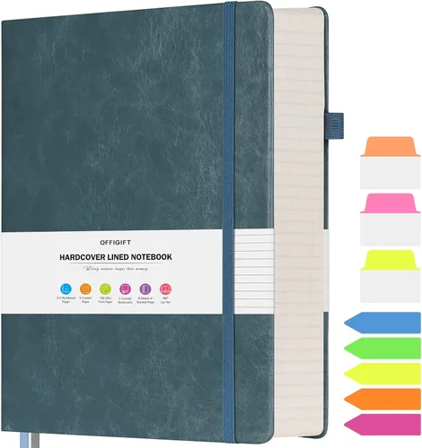 Miniatura 28 de Cuaderno rayado, cuaderno grande A5 con rayas universitarias, cuaderno de trabajo de 312 páginas numeradas con calcomanías de índice, papel grueso