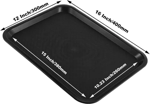 Miniatura 2 de SHEUTSAN 8 paquetes de bandejas de plástico de 16 x 12 pulgadas para comida rápida, bandejas rectangulares antideslizantes para servicio
