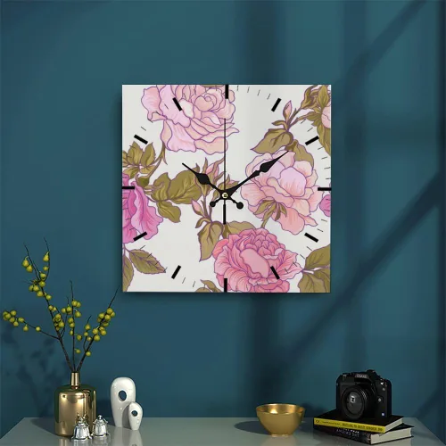 Miniatura 3 de Pink Roses Flower Bloom Battery Operated Clock Clocks for Bedroom Battery Operated Wall Clock Non Ticking Silent Clocks Garage for Kitchen Bathroom