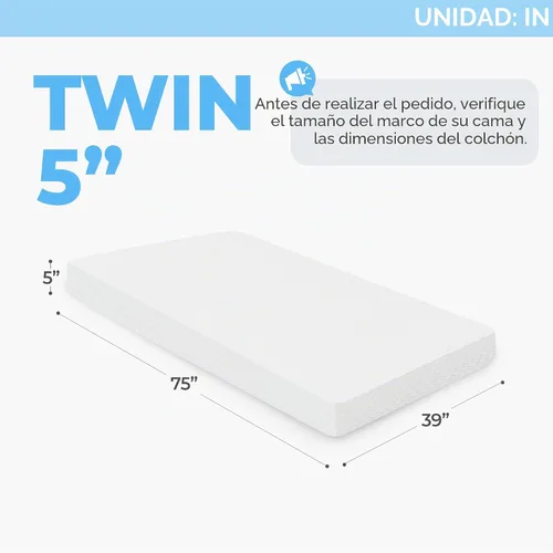 Miniatura 2 de Neo Sleep Colchón individual de espuma viscoelástica de gel refrescante de 5 pulgadas, sensación media comodidad y apoyo con alivio de presión