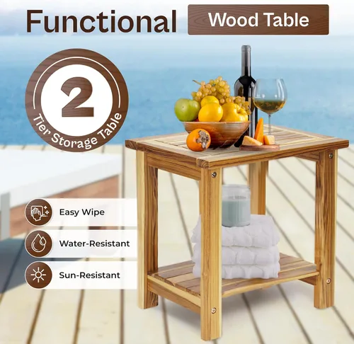 Miniatura 5 de Mesa Auxiliar Adirondack – Mesa auxiliar rectangular resistente a la intemperie para patio, jardín, césped o sala de estar Mesa auxiliar de madera