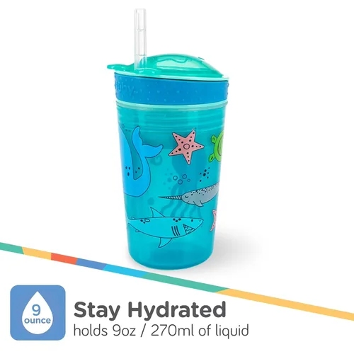 Miniatura 4 de Nuby Tazón de aperitivo todo en uno y taza de popote suave antiderrames, los colores y las impresiones de Snack N' Sip pueden variar. Capacidad