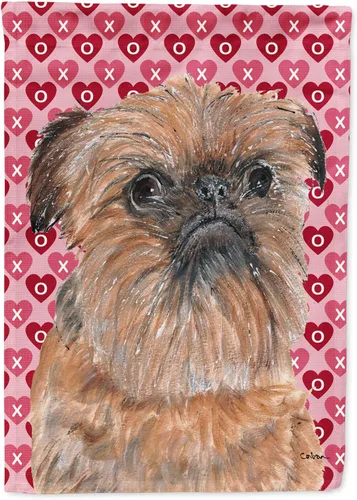 Miniatura 300 de Caroline's Treasures SS4484GF Bandera de jardín con diseño de bulldog inglés y corazones para el Día de San Valentín, bandera decorativa para patio