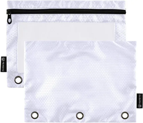 Miniatura 32 de Gredecor Estuche para lápices con 3 anillos con cremallera negra, paquete de 2 unidades, organizador de carpetas transparentes para ventana escolar