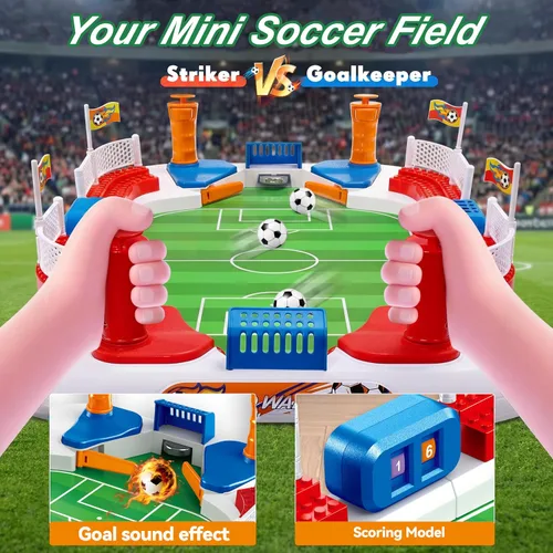 Miniatura 4 de Mini juego de mesa de futbolín para niños: juguete de regalos de fútbol para niños de 3, 4, 5, 6, 7, 8 a 12 años, juegos de mesa de fútbol deportivo
