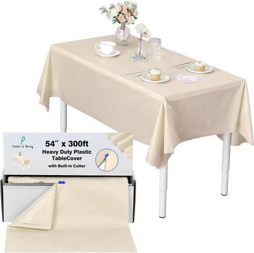 Miniatura 118 de Rollo de plástico para cubierta de mesa color verde manzana, 40 pulgadas x 100 pies, rollo de plástico resistente para cubierta de mesa de banquetes