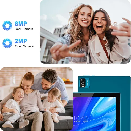 Miniatura 11 de ATOZEE Tablet de 10 pulgadas Android 15 Tablets 2 en 1 Tablet con teclado 12 GB RAM+64 GB ROM (soporta expansión de 1 TB) Tableta 2MP+8MP Cámara Azul