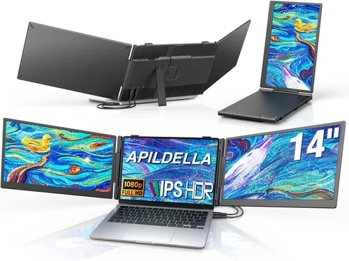 Miniatura 9 de APILDELLA Extensor de monitor portátil de 16.2 pulgadas, pantalla HDR de 1200P con rotación de 360°, segunda pantalla de viaje ultraligera, Plug &