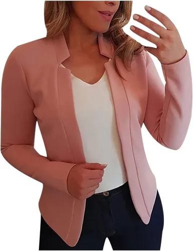 Miniatura 9 de Chaquetas ligeras para mujer, estilo casual, manga larga, frente abierto, chaqueta elegante, para trabajo, oficina, trajes profesionales