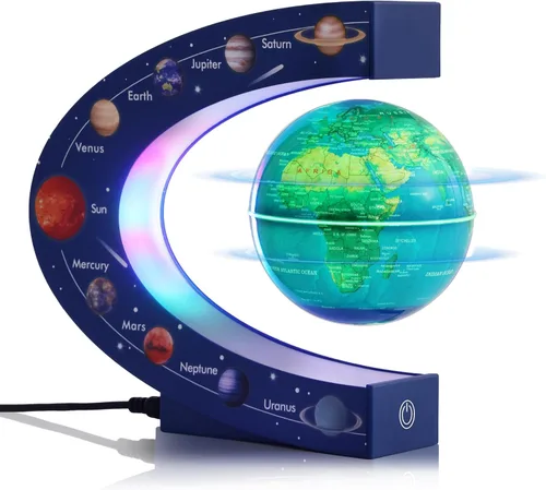 Miniatura 10 de Magnetic Levitation Floating Rotating World Globe with LED Frame Lights, C Shape Levitating Globe, Touch Switch Night Light, Cool Tech Gifts for Men