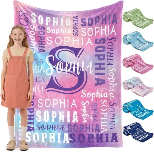 Miniatura 15 de Envío al día siguiente, manta personalizada para niños adolescentes - impresa en EE. UU., manta de franela con nombre personalizado, mantas